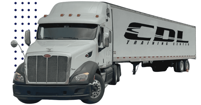 White truck with CDL Training Center logo.